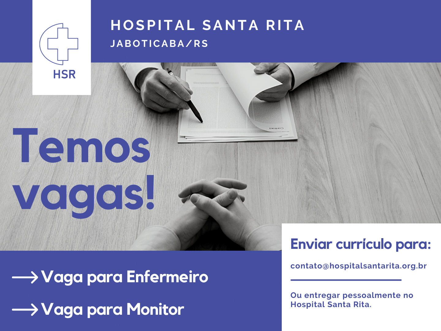 Hospital Santa Rita Possuí Vagas De Trabalho Para Enfermeiro E Monitor ...